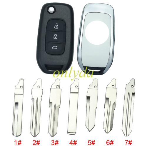 For Renault 3 button flip remote key blank, with badge ,please choose the blade