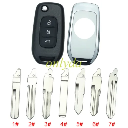 For Renault 3 button flip remote key blank, with badge ,please choose the blade