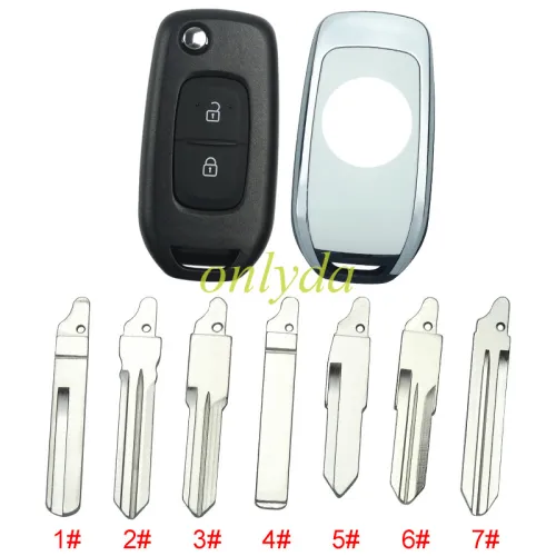 For Renault 2 button flip remote key blank, please choose the blade, with badge