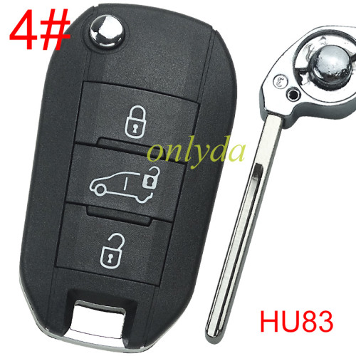 free shipping 10pcs/lot for Peu remote key shell without badge, blade HU83. Pls choose the button type