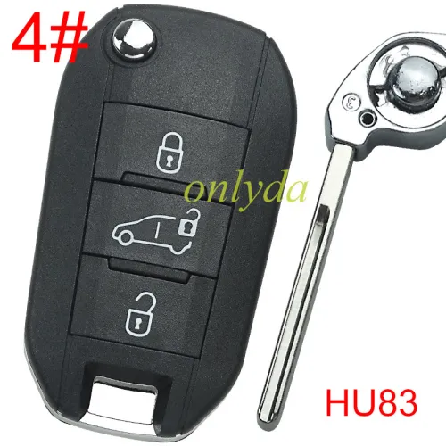 free shipping 10pcs/lot for Peu remote key shell without badge, blade HU83. Pls choose the button type