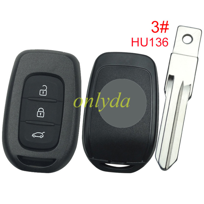 For Renault 3 button remote key blank with badge,please choose the blade