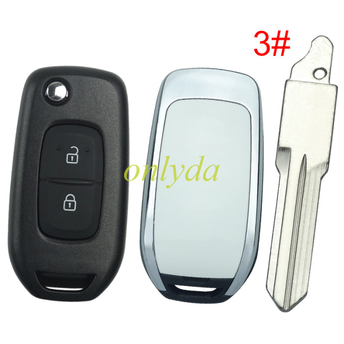 For 2 button flip remote key blank,please choose the blade without  badge
