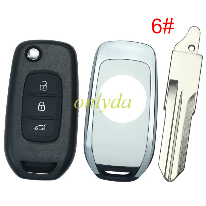 For Renault 3 button flip remote key blank, with badge ,please choose the blade