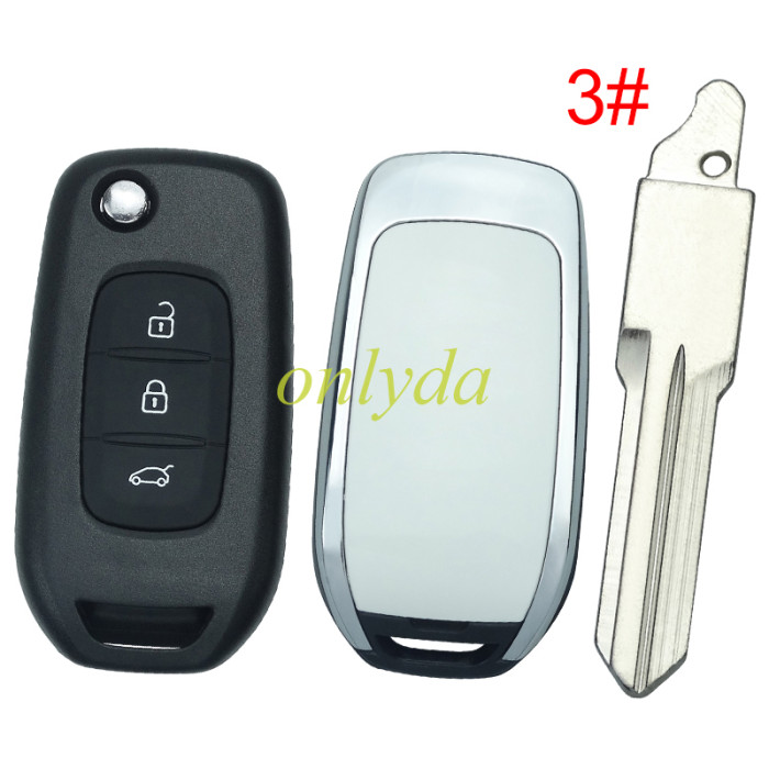 For Renault 3 button flip key shell without badge please choose the blade