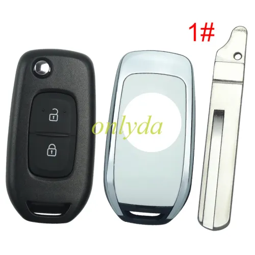 For Renault 2 button flip remote key blank, please choose the blade, with badge