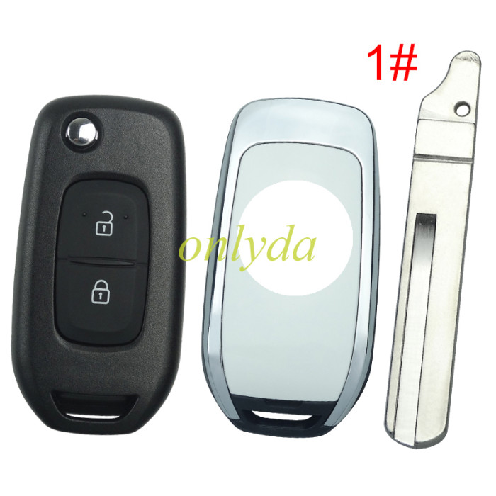For Renault 2 button flip remote key blank, please choose the blade, with badge