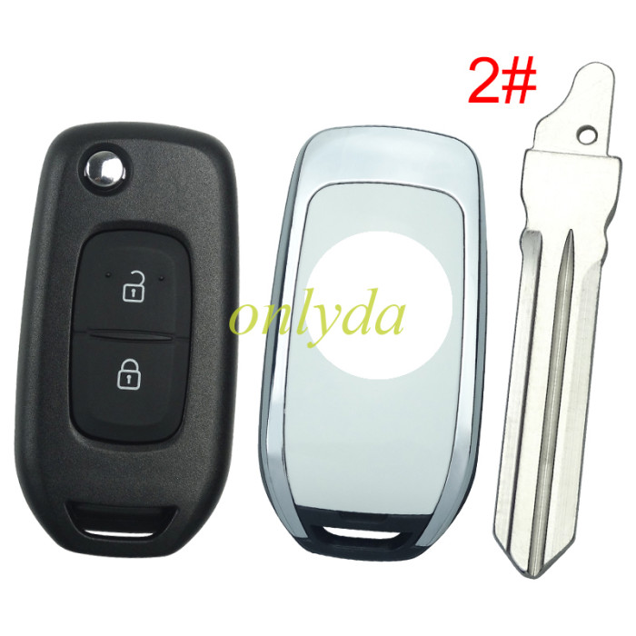 For Renault 2 button flip remote key blank, please choose the blade, with badge
