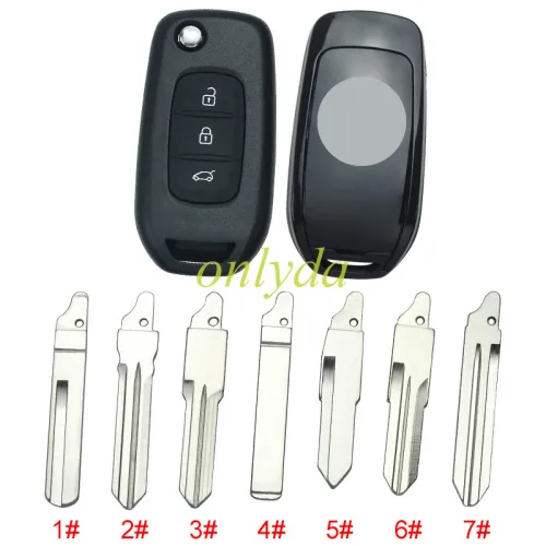 Copy For 3 button flip remote key blank LO, please choose the blade(with badge)