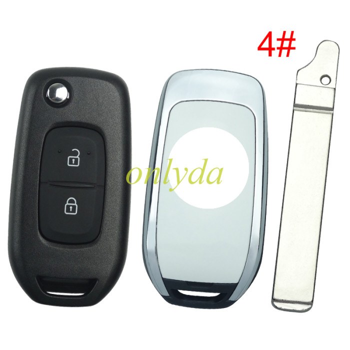 For Renault 2 button flip remote key blank, please choose the blade, with badge