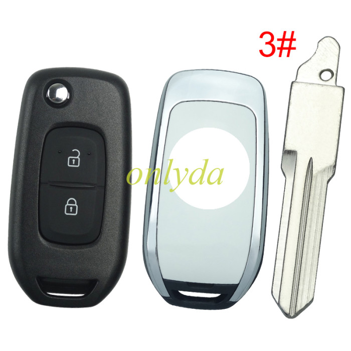 For Renault 2 button flip remote key blank, please choose the blade, with badge