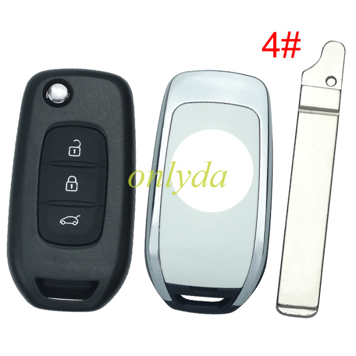 For Renault 3 button flip remote key blank, with badge ,please choose the blade