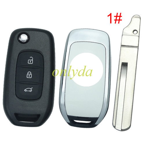 For Renault 3 button flip remote key blank, with badge ,please choose the blade