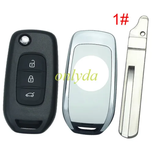 For Renault 3 button flip remote key blank, with badge ,please choose the blade