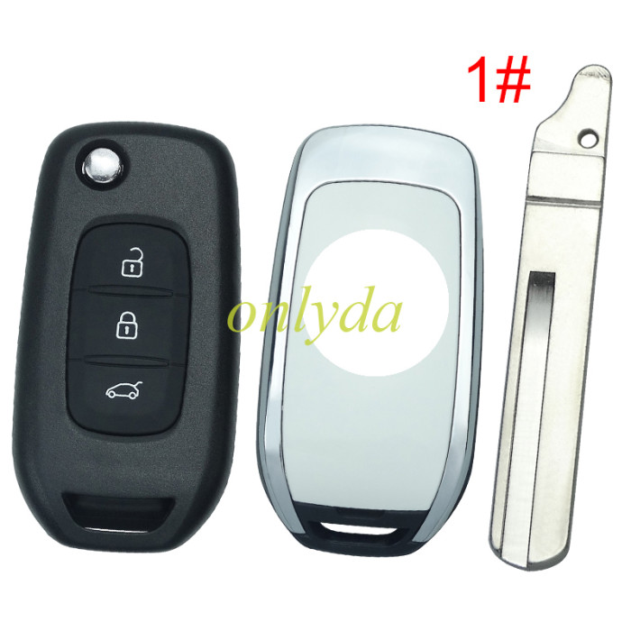 For Renault 3 button flip remote key blank, with badge ,please choose the blade