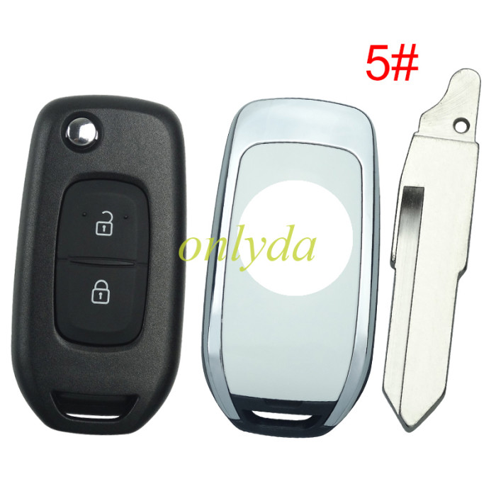 For Renault 2 button flip remote key blank, please choose the blade, with badge