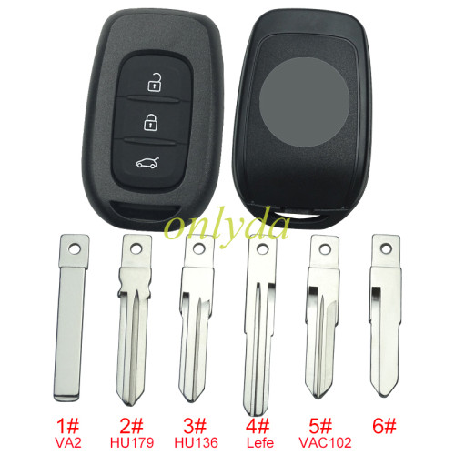 For Renault 3 button remote key blank with badge,please choose the blade