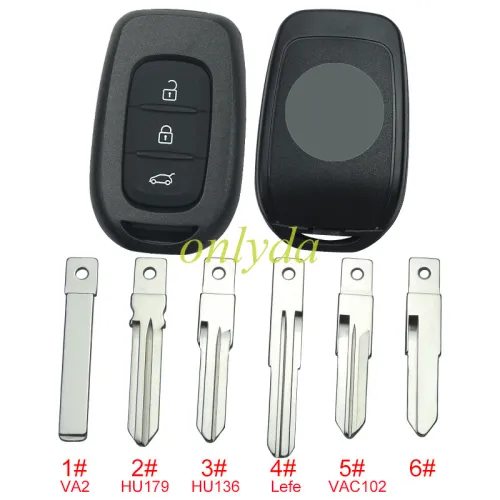 For Renault 3 button remote key blank with badge,please choose the blade