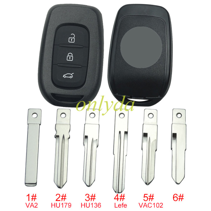 For Renault 3 button remote key blank with badge,please choose the blade