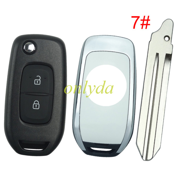 For Renault 2 button flip remote key blank, please choose the blade, with badge