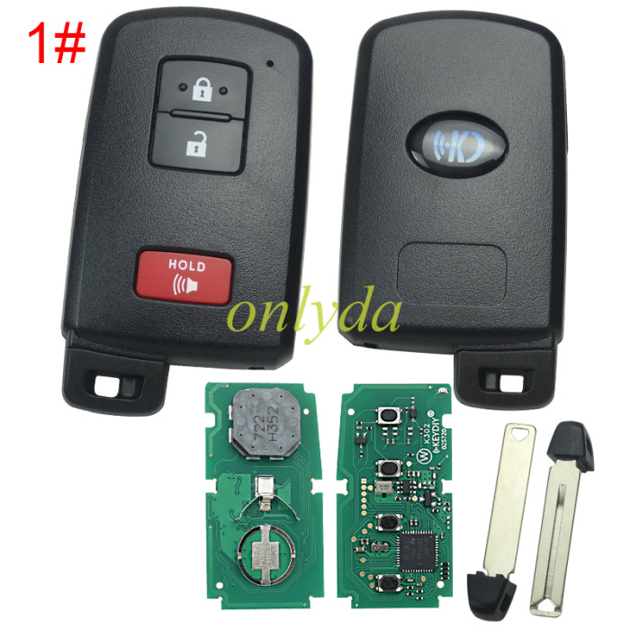 KEYDIY TB06-2+1 TB06-3 TB06-4 KD Smart Key Universal Remote Control With 8A/Toyota H chip ,please choose the key shell
