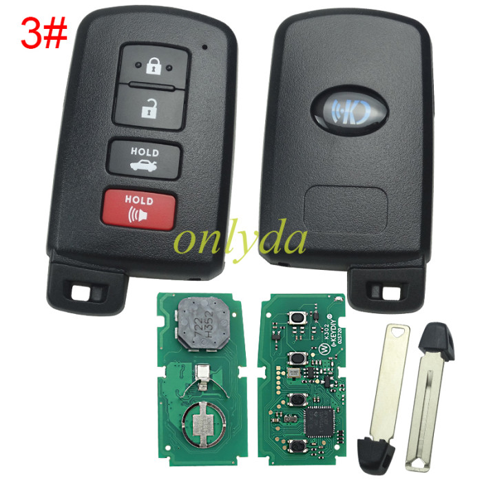KEYDIY TB06-2+1 TB06-3 TB06-4 KD Smart Key Universal Remote Control With 8A/Toyota H chip ,please choose the key shell