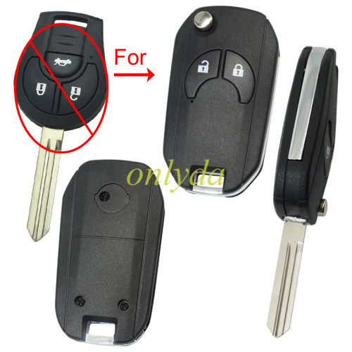 For Nissan 2 button  remote key blank with badge