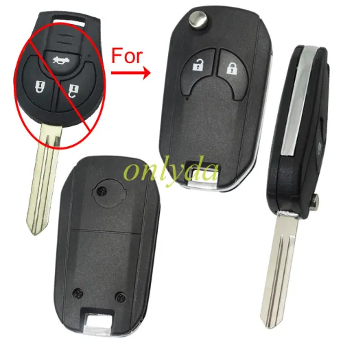 For Nissan 2 button  remote key blank with badge