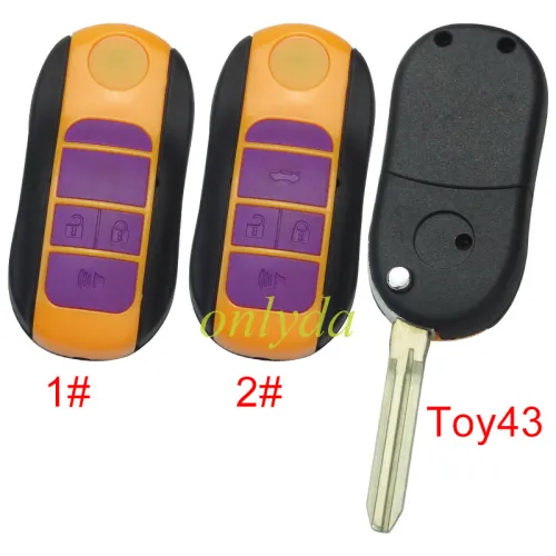 For Toyota  remote key blank  with Toy43 blade  , pls choose button model