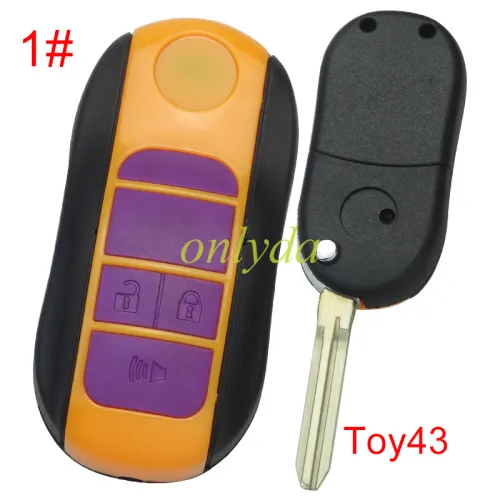 For Toyota  remote key blank  with Toy43 blade  , pls choose button model