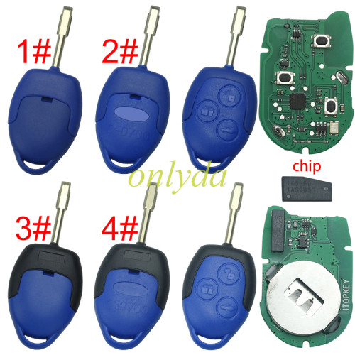 itopkey brand update 240705 verison For Ford Transit blue remote key with 434mhz with 4D chip FCCID:6CIT15K601 AG AG