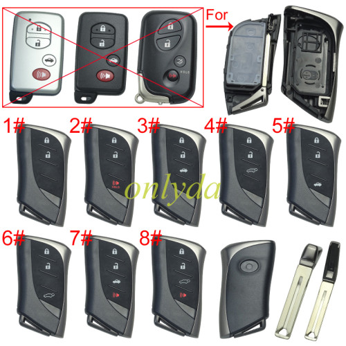 For Toyota  modified remote key blank with blade with badge , pls choose button