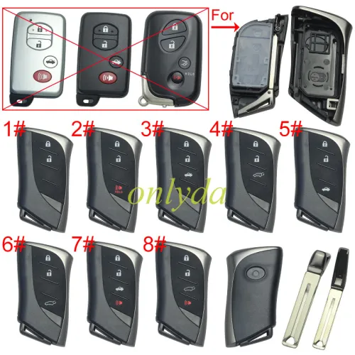 For Toyota  modified remote key blank with blade with badge , pls choose button
