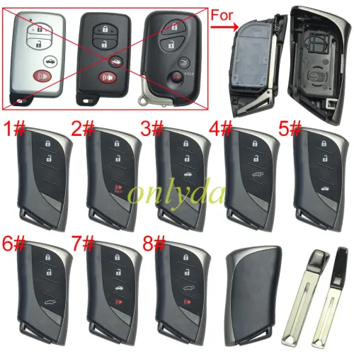 For Toyota  modified remote key blank with blade without badge , pls choose button