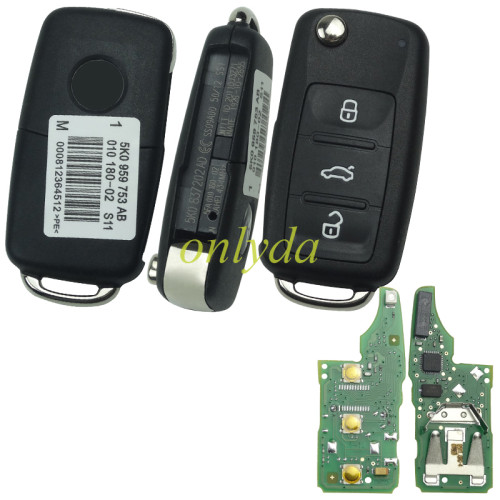 For VW Sagitar,polo, golf 3 button remote key with  model Number  5KO-959-753AB/AD with 434mhz 48 chip  original PCB+original shell