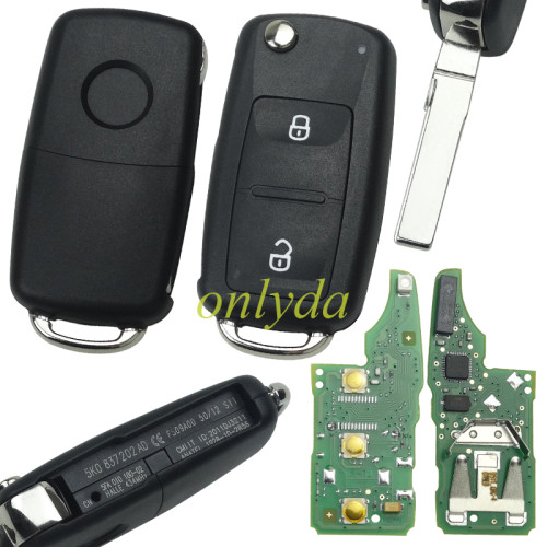 For VW Sagitar,polo, golf 2 button remote key with  model Number  5KO-959-753AB/AD with 434mhz 48 chip  original PCB+aftermarket shell