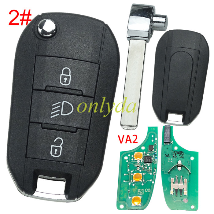 Citroen opel Vauxhall Fiat JEEP 3 button remote key NCF296XMT Hitag AES 433mhz #C2 before 2023， original PCB+aftermarket key shell