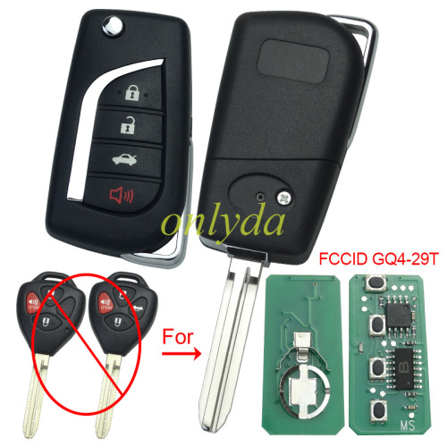 For Toyota 3+1 button modified remote key GQ429T-4B-G with FCCID GQ4-29T--315 mhz with G chip PN:89070-12820 2010-2014 Toyota Venza 2010-2013 Toyota Corolla 2011-2012 Toyota Avalon 2011-2013 Toyota Matrix