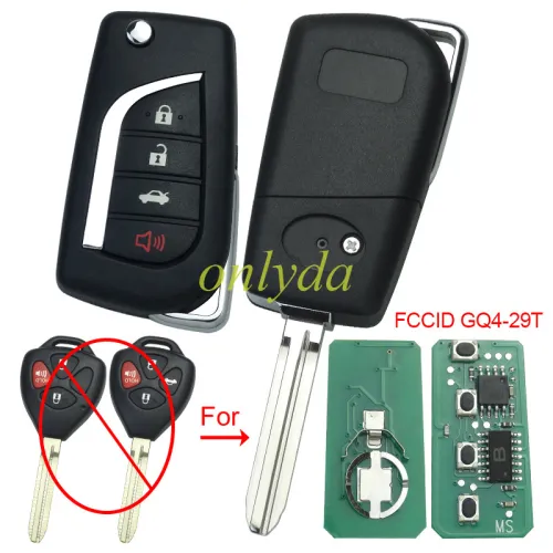 For Toyota 3+1 button modified remote key GQ429T-4B-G with FCCID GQ4-29T--315 mhz with G chip PN:89070-12820 2010-2014 Toyota Venza 2010-2013 Toyota Corolla 2011-2012 Toyota Avalon 2011-2013 Toyota Matrix