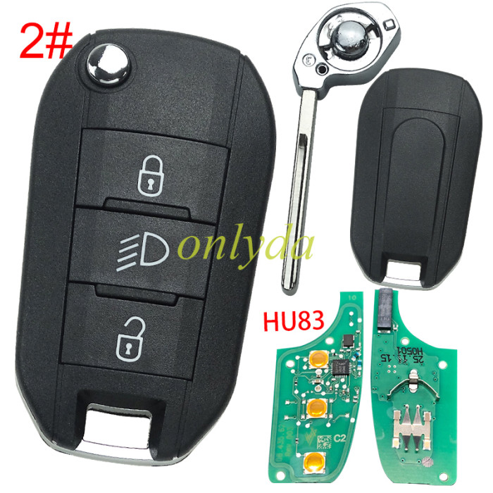 Citroen opel Vauxhall Fiat JEEP 3 button remote key NCF296XMT Hitag AES 433mhz #C2 before 2023， original PCB+aftermarket key shell