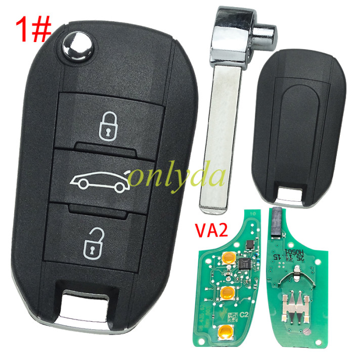 Citroen opel Vauxhall Fiat JEEP 3 button remote key NCF296XMT Hitag AES 433mhz #C2 before 2023， original PCB+aftermarket key shell