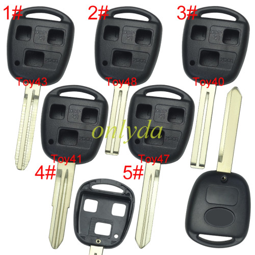For Toyota 3 Button Remote key blank with badge , 1#Toy43, 2#Toy48.3#Toy40,4#Toy41, 5#Toy47,  pls choose blade model