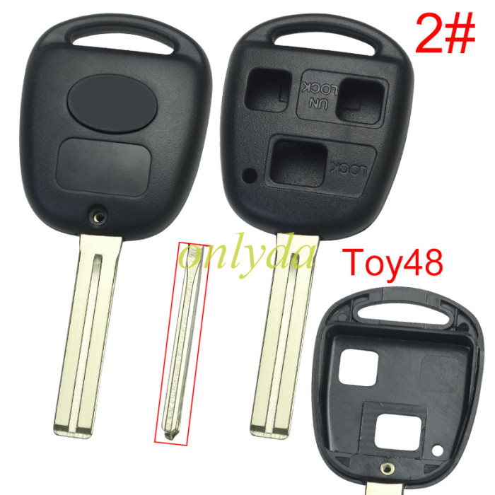 For Toyota 3 Button Remote key blank with badge , 1#Toy43, 2#Toy48.3#Toy40,4#Toy41, 5#Toy47,  pls choose blade model