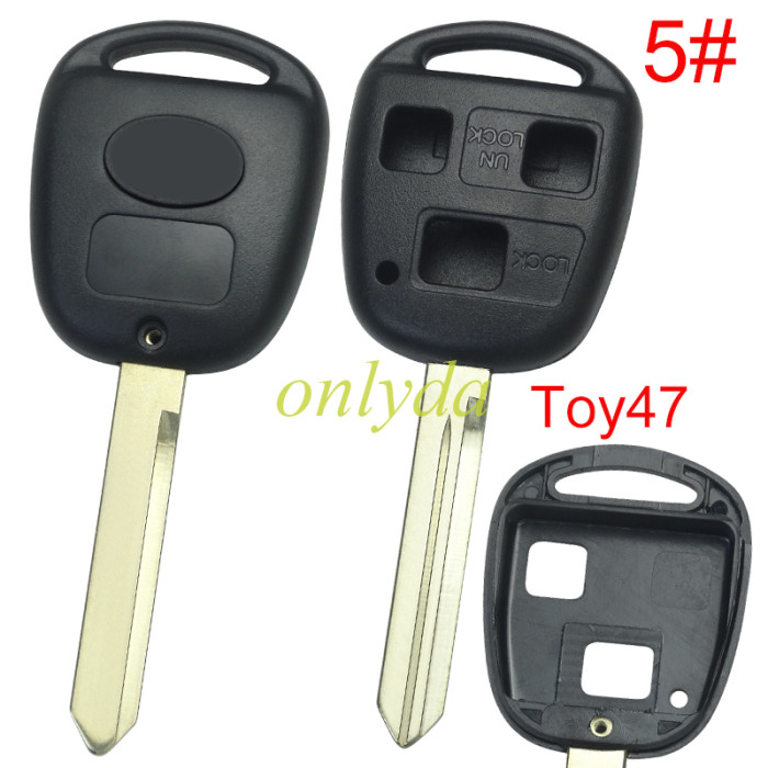 For Toyota 3 Button Remote key blank with badge , 1#Toy43, 2#Toy48.3#Toy40,4#Toy41, 5#Toy47,  pls choose blade model