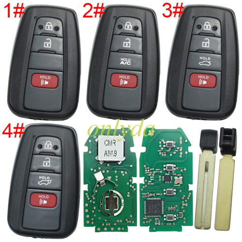 for Toyota 2+1/3+1 button remote key with blade    314.3 MHz Smart Key Fob Keyless Entry Remote Fit for Toyota Prius 2021-2023 ASK System HYQ14FLA 231451-0351 &314mhz-312mhz HYQ14FBE, 89904-47790  Size: 7x4.2x1.4cm / 2.76''x1.65''x0.55''(L*W*H) H / 8A chip  P4:A9A9
