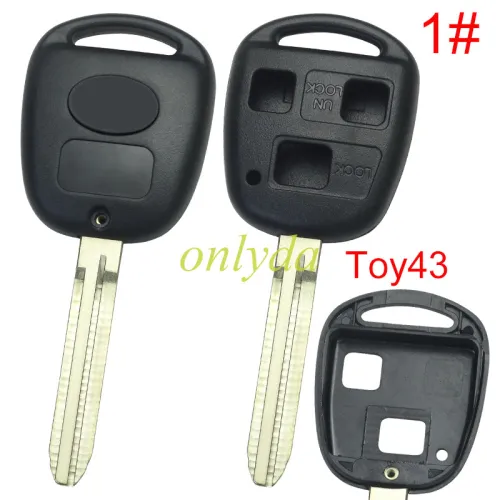 For Toyota 3 Button Remote key blank with badge , 1#Toy43, 2#Toy48.3#Toy40,4#Toy41, 5#Toy47,  pls choose blade model