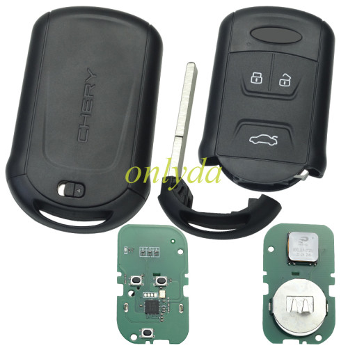 For Chery smart 3 button remote key with original cover and aftermarket PCB with 7953chip with 434mhz