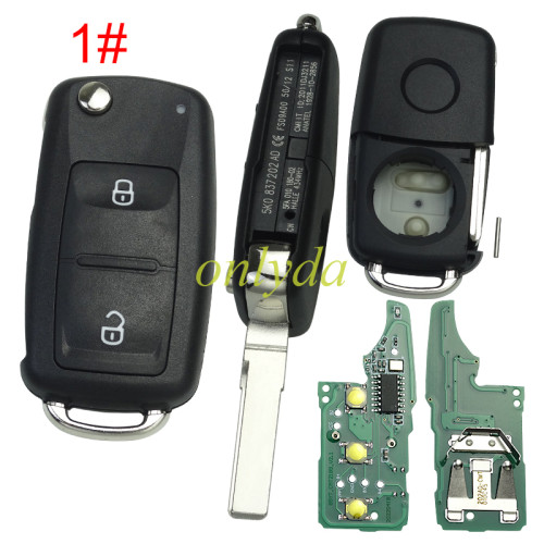 For VW 3 button / 2 button remote key  with ID48 chip 434mhz Model Number is 5K0-837-202AD  kydz made
