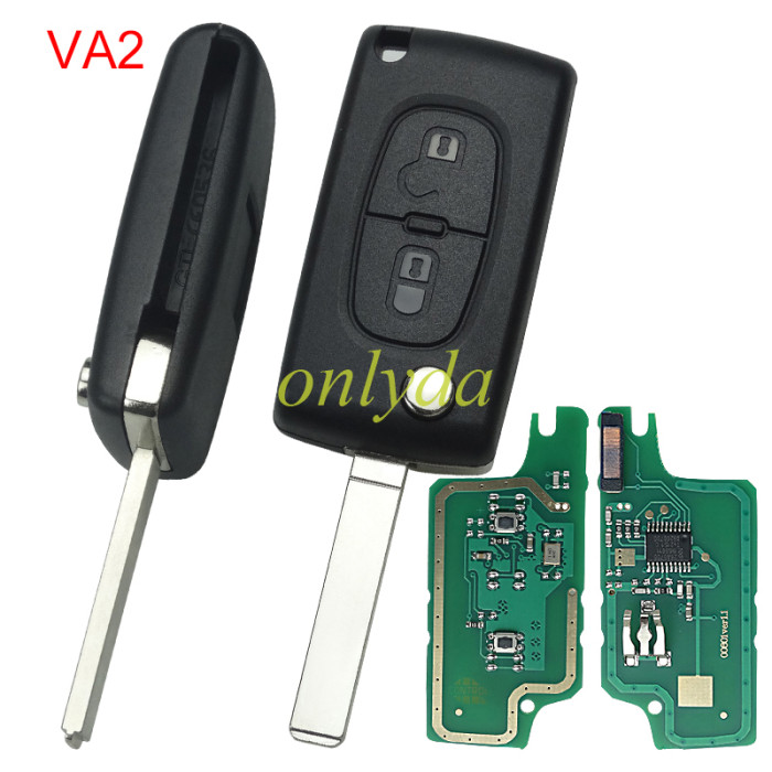 For Peugeot CE0536 2 Button Flip  Remote Key with 46 chip PCF7961 FSK model  with VA2 and HU83 blade , please choose the key shell