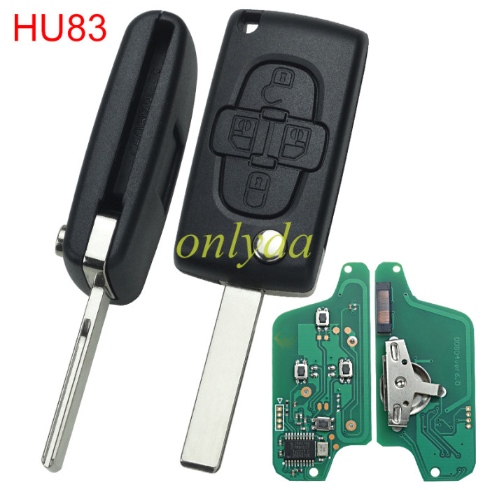 For Peugeot 4B Flip  Remote Key CE0523  433mhz  (battery on PCB) with ASK model  PCF7941  46 chip